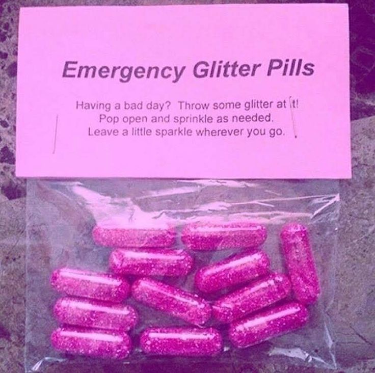 Emergency Glitter Pills

Having a bad day?  Throw some glitter at it!
Pop open and sprinkle as needed.
Leave a little sparkle wherever you go.