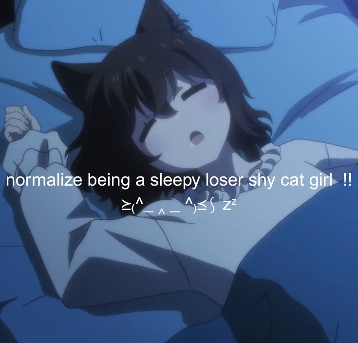 normalize being a sleepy loser shy cat girl !!