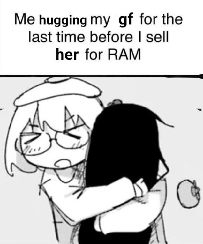 Me hugging my gf for the
last time before | sell
her for RAM