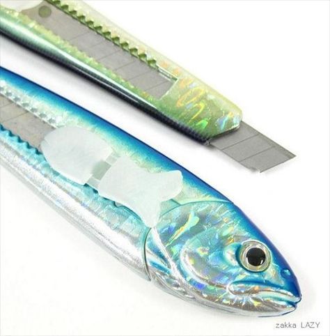 Upgrade your fishing game with this precision fish razor. Explore the art of fishing with two different types of fishing lures on a white surface.