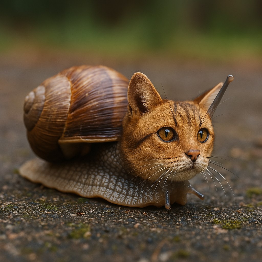 🅽, [7/16/25, 6:55 PM]
/copilot genera 1 immagine fotorealistica di una lumaga (1 lumaca con la capa di 1 gatto)

Microsoft Copilot, [7/16/25, 6:55 PM]
[In reply to 🅽]
Ecco in arrivo la tua lumaga fotorealistica: un mix bizzarro e affascinante tra una lumaca e un gatto 😺🐌. Preparati a qualcosa di davvero unico!

🅽, [7/16/25, 6:56 PM]
[In reply to Microsoft Copilot]
ODDIO

💖💣, [7/16/25, 6:56 PM]
[In reply to Microsoft Copilot]
OMICION