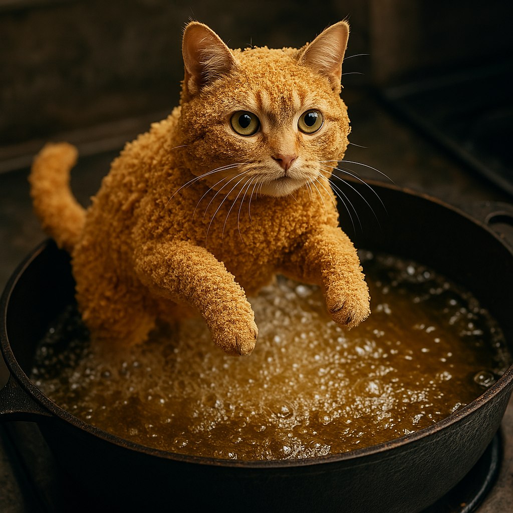 Hex, [20/07/2025 16:12]
/copilot genera un'immagine fotorealistica di un gatto impanato pronto per farsi un tuffo nell'olio bollente

Microsoft Copilot, [20/07/2025 16:12]
Ecco in arrivo un'immagine realistica davvero sopra le righe: un gatto impanato sull'orlo di un tuffo nell'olio bollente. Ovviamente in chiave artistica e immaginaria—nessun micio è stato coinvolto realmente in questa scena! 🐾🍳

Sephiroth/Pallino (o come si dovrebbe chiamare, Sephiroth + Pallino), [20/07/2025 16:12]
Non ancora.

💖💣, [20/07/2025 16:13]
palla....

Sephiroth/Pallino (o come si dovrebbe chiamare, Sephiroth + Pallino), [20/07/2025 16:13]
Con.

💖💣, [20/07/2025 16:13]
ofucil..

Sephiroth/Pallino (o come si dovrebbe chiamare, Sephiroth + Pallino), [20/07/2025 16:13]
Segue.

💖💣, [20/07/2025 16:13]
non.

Sephiroth/Pallino (o come si dovrebbe chiamare, Sephiroth + Pallino), [20/07/2025 16:13]
Nze.

Hex, [20/07/2025 16:13]
Gnam

Davide ツ, [20/07/2025 16:14]
gram