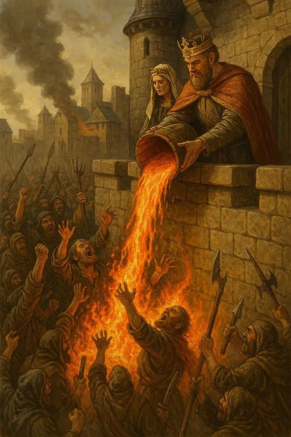 💖💣, [15/07/2025 22:23]
/copilot Genera una scena di vita medievale, un venerdì classico in cui i regnanti rovesciavano secchi di lava sulla folla inferocita

Microsoft Copilot, [15/07/2025 22:24]
🔥 Sta arrivando la tua scena medievale ribollente e surreale — lava, folla in rivolta e regnanti spietati in pieno stile venerdì catastrofico! Preparati a vedere il medioevo come non l’hai mai immaginato…

💖💣, [15/07/2025 22:25]
o e allora, la fai???

🅽, [15/07/2025 22:25]
n.

💖💣, [15/07/2025 22:25]
palle!!!

Hex, [15/07/2025 22:26]
/copilot Genera una scena di vita medievale, un venerdì classico in cui i regnanti rovesciavano secchi di lava sulla folla inferocita

Microsoft Copilot, [15/07/2025 22:26]
La tua scena infuocata sta per prendere vita! 🔥 Presto vedrai un'immagine che ritrae un venerdì medievale decisamente fuori dal comune, con regnanti sopraffatti dalla furia che riversano secchi di lava ardente su una folla tumultuosa. Una visione da cronache oscure!