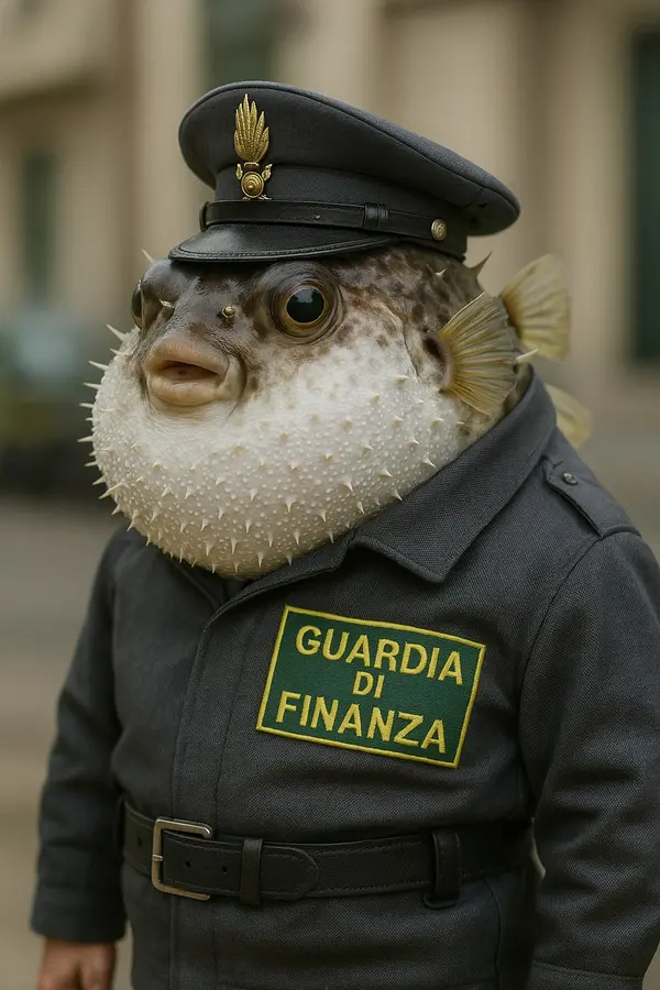 Hex, [17/07/2025 15:50]
/copilot Genera un'immagine fotorealistica di un pesce palla membro del corpo della Guardia di Finanza, in servizio

Microsoft Copilot, [17/07/2025 15:50]
Ecco in arrivo il nostro coraggioso pesce palla in uniforme, pronto a vigilare nelle acque territoriali con occhio attento e pinne ben salde! 🐡💼

Hex, [17/07/2025 15:52]
Minchia che mento