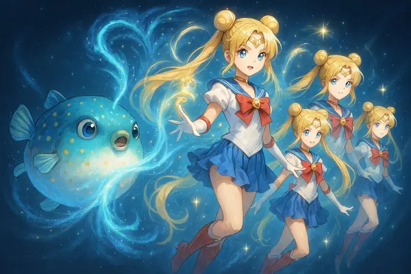 Davide ツ, [06/07/2025 22:26]
/copilot disegna un pesce palla magico che evoca un umanoide (come in final fantasy). la persona umanoide è una ragazza che rispetti le seguenti caratteristiche: Bionda con lunghi codini a forma di ciambella, occhi azzurri scintillanti, uniforme marinaretta con fiocchi rossi e blu, stivali alti, diadema dorato, grazia magica e luce da eroina. evocane 3.

Microsoft Copilot, [06/07/2025 22:26]
✨ In arrivo il trio incantato: tre eroine splendenti evocate da un pesce palla magico! Preparati a incontrare bellezza, potere e un pizzico di magia marinara...