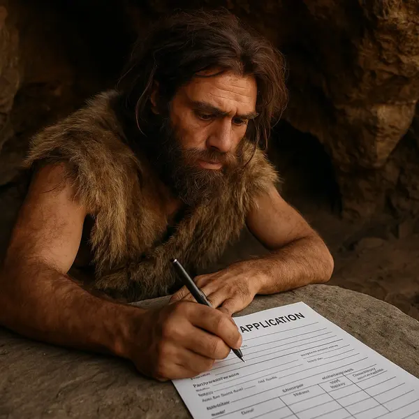 🅽, [20/07/2025 22:41]
/copilot genera 1 immagine fotorealistica di un homo sapiens che compila 1 job application in 1 caverna

Microsoft Copilot, [20/07/2025 22:41]
Ecco in arrivo la tua scena preistorica con un tocco moderno: un Homo sapiens intento a compilare una domanda di lavoro tra le ombre primitive di una caverna. Un anacronismo delizioso, non trovi? 🪨📄

Non vedo l’ora di sentire cosa ne pensi! Vuoi aggiungere qualche dettaglio buffo o drammatico alla scena?

🅽, [20/07/2025 22:55]
ok.

🅽, [20/07/2025 22:55]
/copilot genera 1 immagine fotorealistica di un homo sapiens che compila 1 job application in 1 caverna

Microsoft Copilot, [20/07/2025 22:55]
Ecco in arrivo la scena più improbabile dell'età della pietra! 🪨📝 Preparati a vedere un Homo sapiens alle prese con la burocrazia preistorica.

💖💣, [20/07/2025 22:55]
non ti ha kakato...

💖💣, [20/07/2025 22:56]
CHE SCEMO, È AL CONTRARIO 😭
coglione cavernicolo

🅽, [20/07/2025 23:00]
e poi che cazzo di nome scriverà mai😭😭